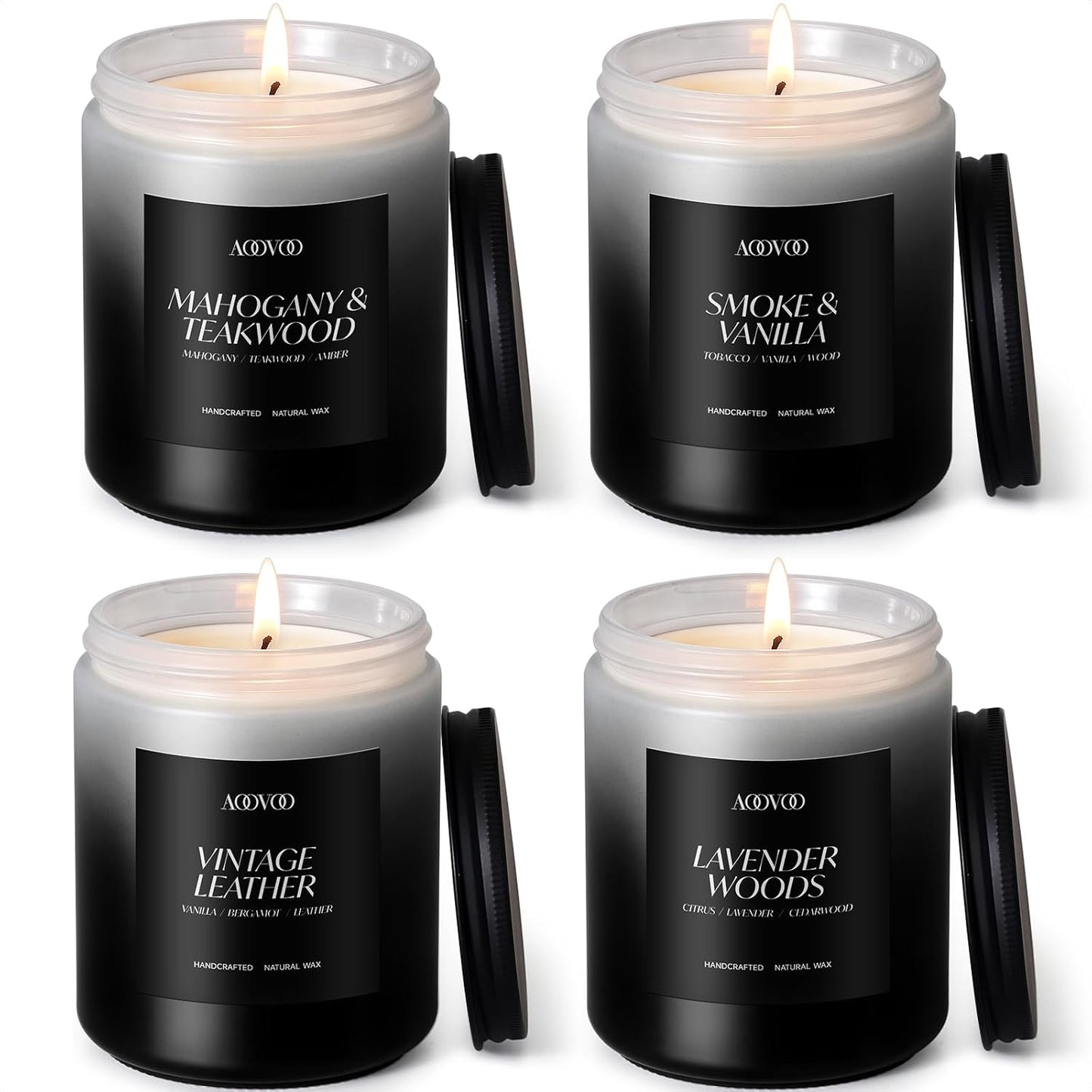 AOOVOO Scented Candles Set - 6 Pack Men Candles for Home Scented, 42 oz Soy Wax, 300 Hour Long Lasting Candle, Soy Candle Gifts Set for Men, Birthday, Valentine, Christmas, Anniversary Present
