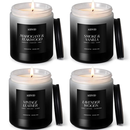 AOOVOO Scented Candles Set - 6 Pack Men Candles for Home Scented, 42 oz Soy Wax, 300 Hour Long Lasting Candle, Soy Candle Gifts Set for Men, Birthday, Valentine, Christmas, Anniversary Present