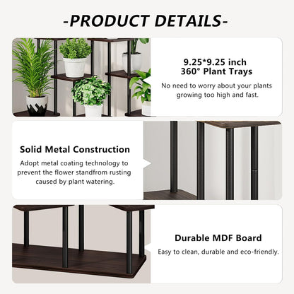 AZERPIAN Plant Stand 5 Tier Indoor Metal Flower Shelf for Multiple Plants Corner Tall Flower Holders for Patio Garden Living Room Balcony Bedroom, Black (5 Tier-Black)
