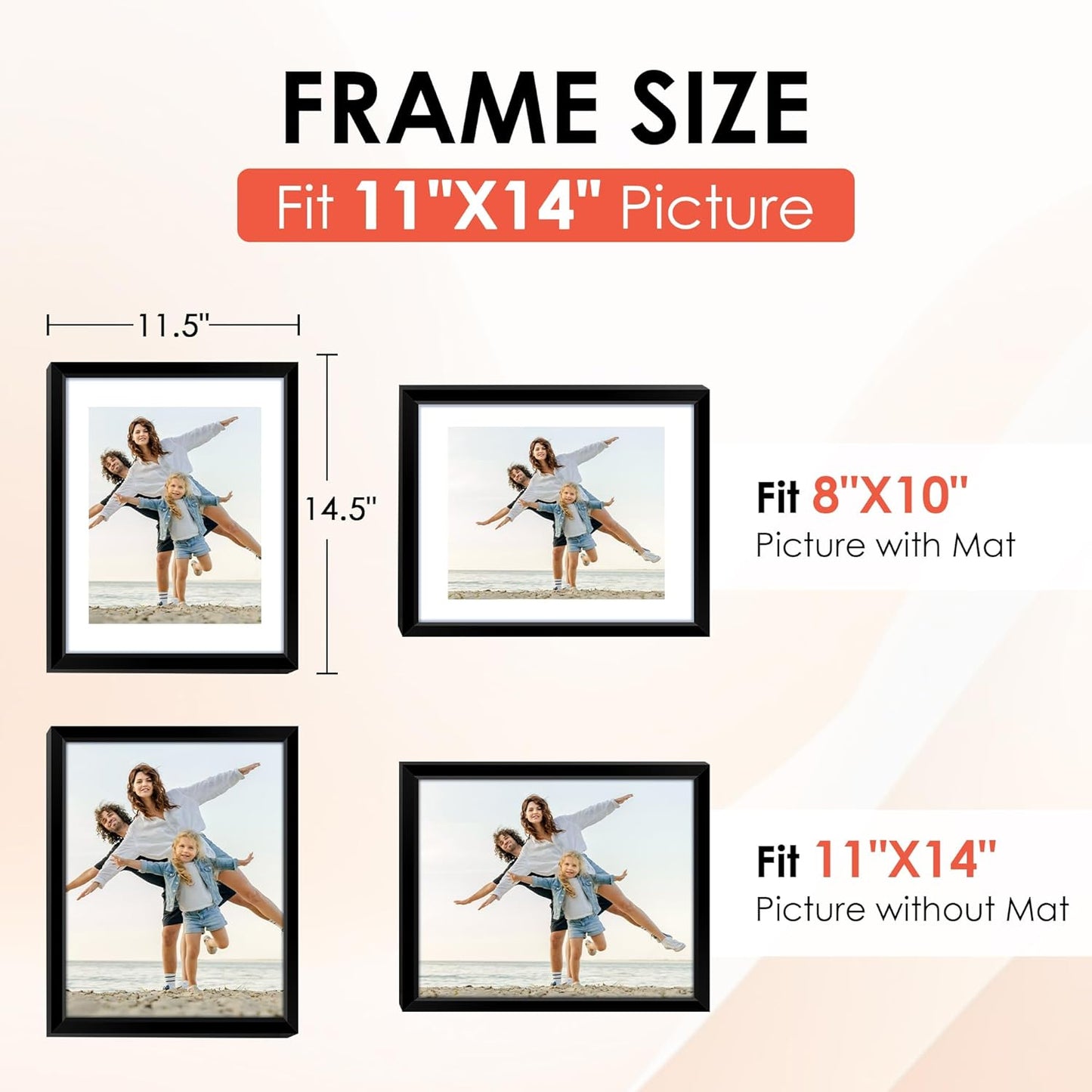 FIXSMITH 10 Pack Picture Frames Collage Wall Decor for Mounting or Tabletop Display, Gallery Wall Frame Set with Two 8x10 Black Frames, Four 5x7 Frames and Four 4x6 Frames, Multi-Pack Photo Frame Set