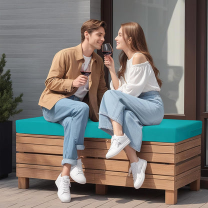 idee-home Outdoor Bench Cushion Waterproof, Bench Cushions for Outdoor Furniture, Patio Porch Swing Replacement Seat Pad with Ties for Garden Backyard, 48 x 18 Inch Red