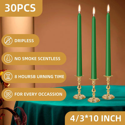 4 Pack Ivory Taper Candles - Taper Candles 10 Inch Dripless, Smokeless & Unscented - 8 Hours Long Burning - Hand Poured Tall Candlesticks - Ideal for Weddings, Dinner Parties, and Home Decor