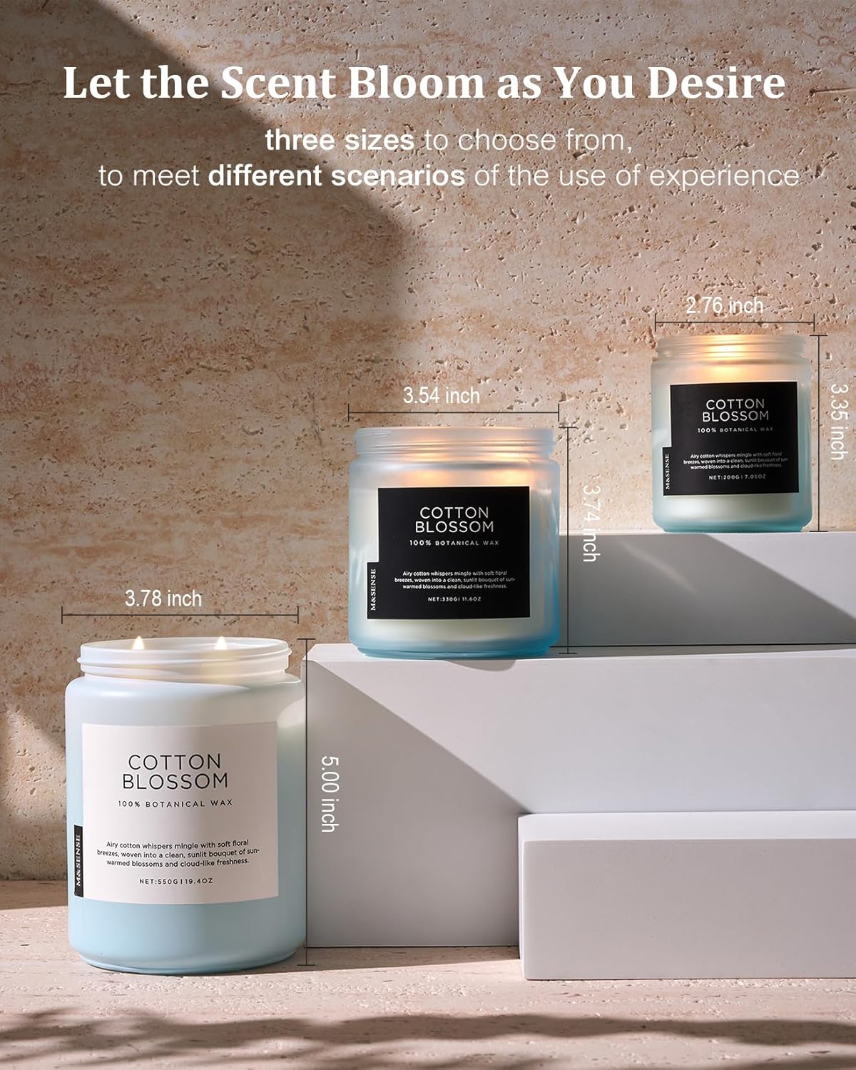 M&SENSE Eucalyptus & Mint Scented Jar Candle, Large 19.4oz Natural Soy Wax, 110-Hour Long Lasting Non-Toxic Clean Burning, Fresh Smelling Home Aromatherapy for Spa Stress Relief, Gifts for Men Women