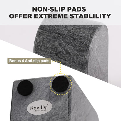 Koville African Natural Marble Bookends for Shelves, Non-Slip Book Ends, 13LBS Ultra Heavy Duty Marble Book Holder Organizer, Apartment Decor for Movies/CD/Video Games(Namib Fantasy)