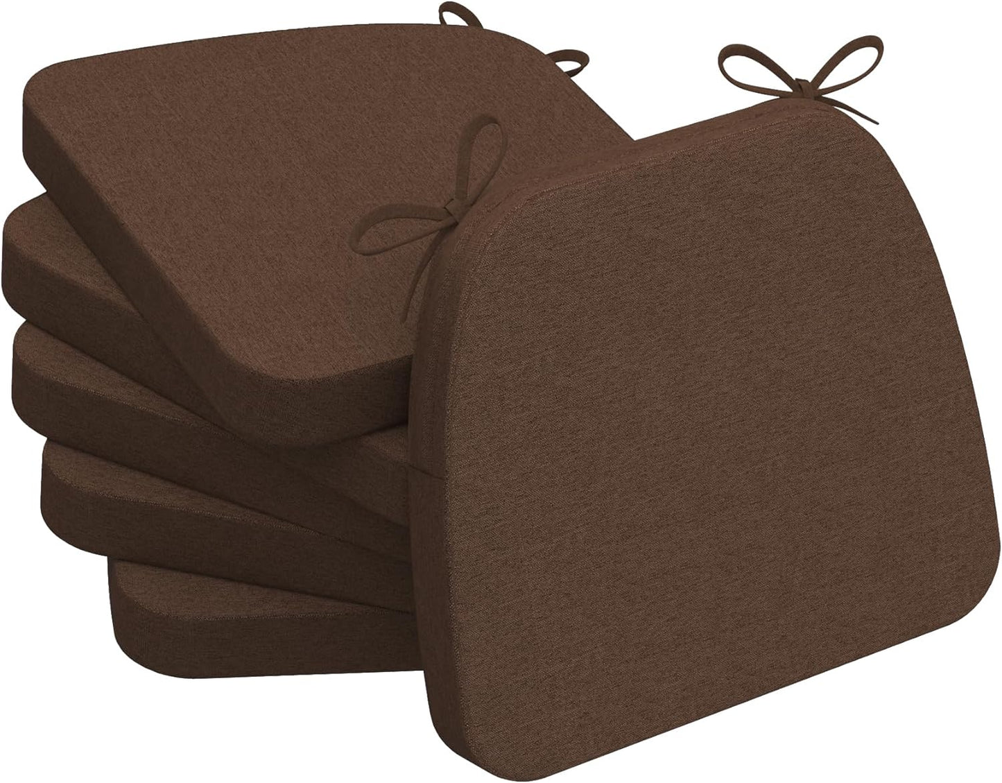 AAAAAcessories D-Shaped Chair Cushions, 2" Thick Dining Chair Pads with Ties and Removable, Machine-Washable Cover, 17" x 16", Set of 4, Oatmeal Beige - Colors A