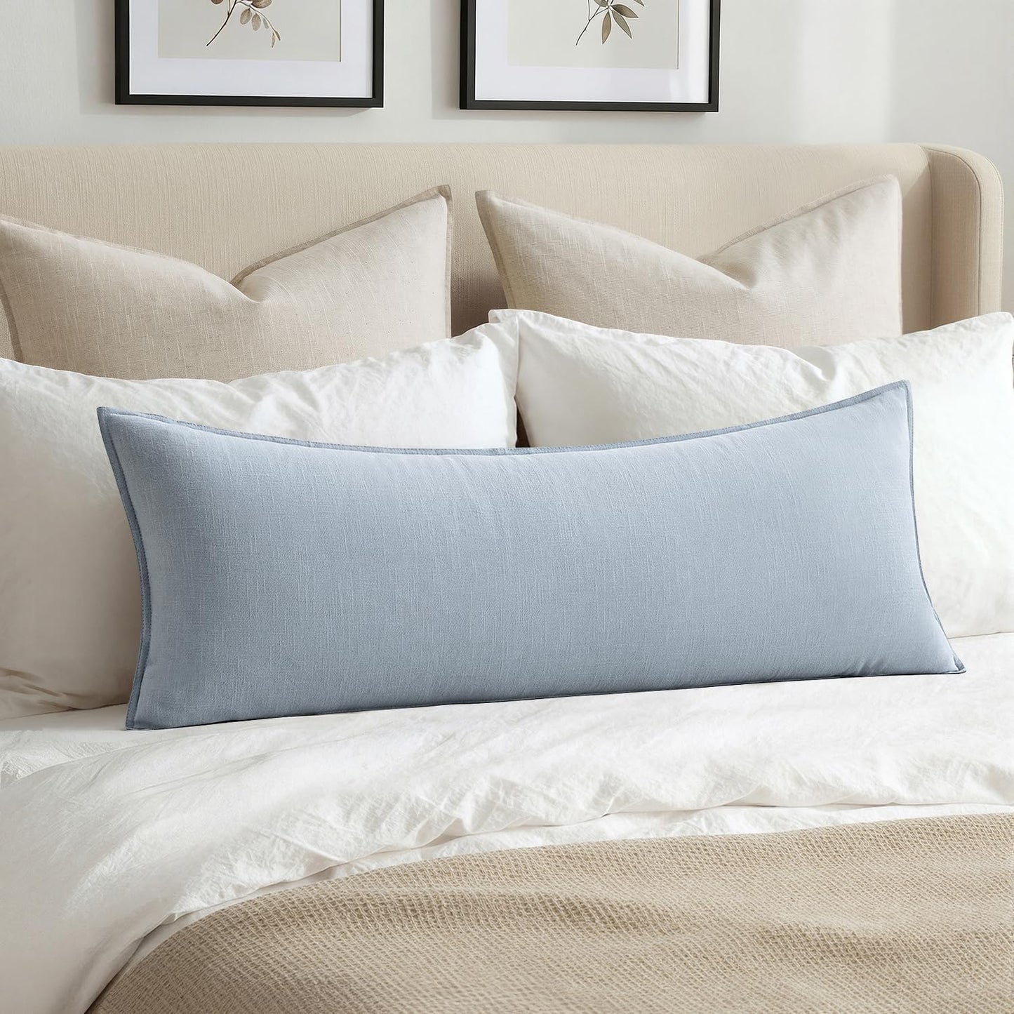 MIULEE Decorative Long Lumbar Throw Pillow Cover for Bed 14x36 Natural Beige Boho Farmhouse Neutral Couch Pillowcase Pack of 1 Accent Modern Sofa Cushion Livingroom Home Decor (Covers Only)