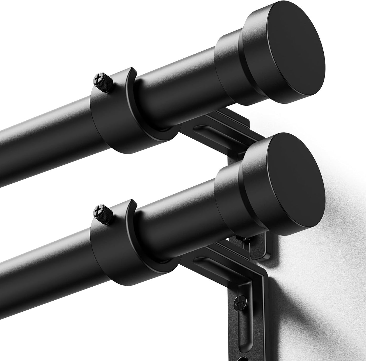 YaFex Curtain Rods 32-144 Inch, Heavy Duty 1 Inch Adjustable Curtain Rod for Windows, Black Extra Long Window Treatment Rods, Modern Design, Easy Installation
