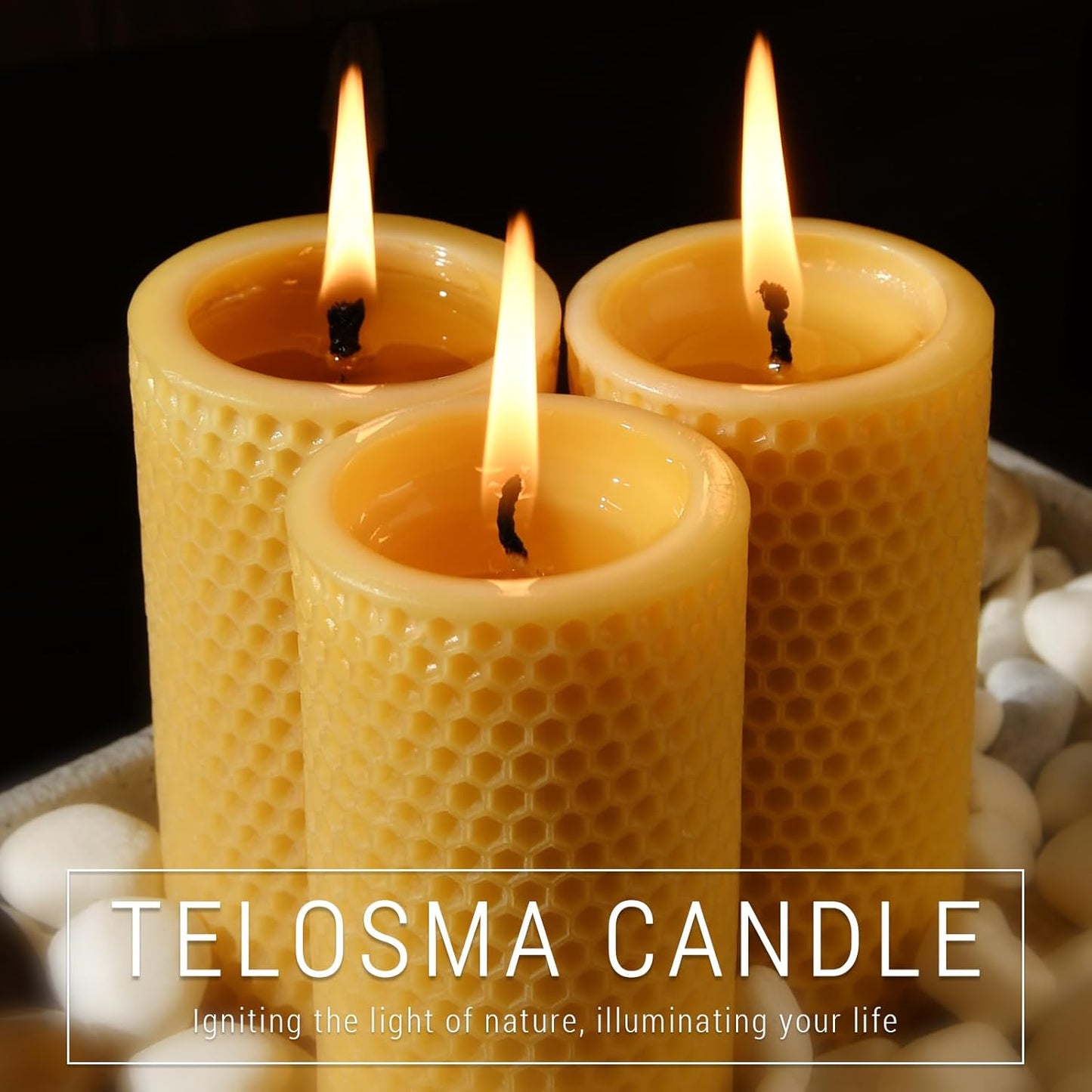 Pure Natural Beeswax Pillar Candles Bulk - Pack of 6 - Honeycomb Surface, No Scent- for Emergency/Prayer/Relax (2inch Diameter, 4 inch Tall - Off White)