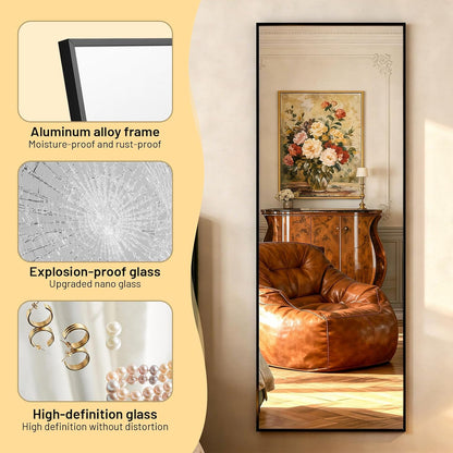 Simple Deluxe Arched Full Length Mirror, 71"x26"Large Floor Mirrors, for Wall Door Bedroom Bathroom Living Room (Gold)