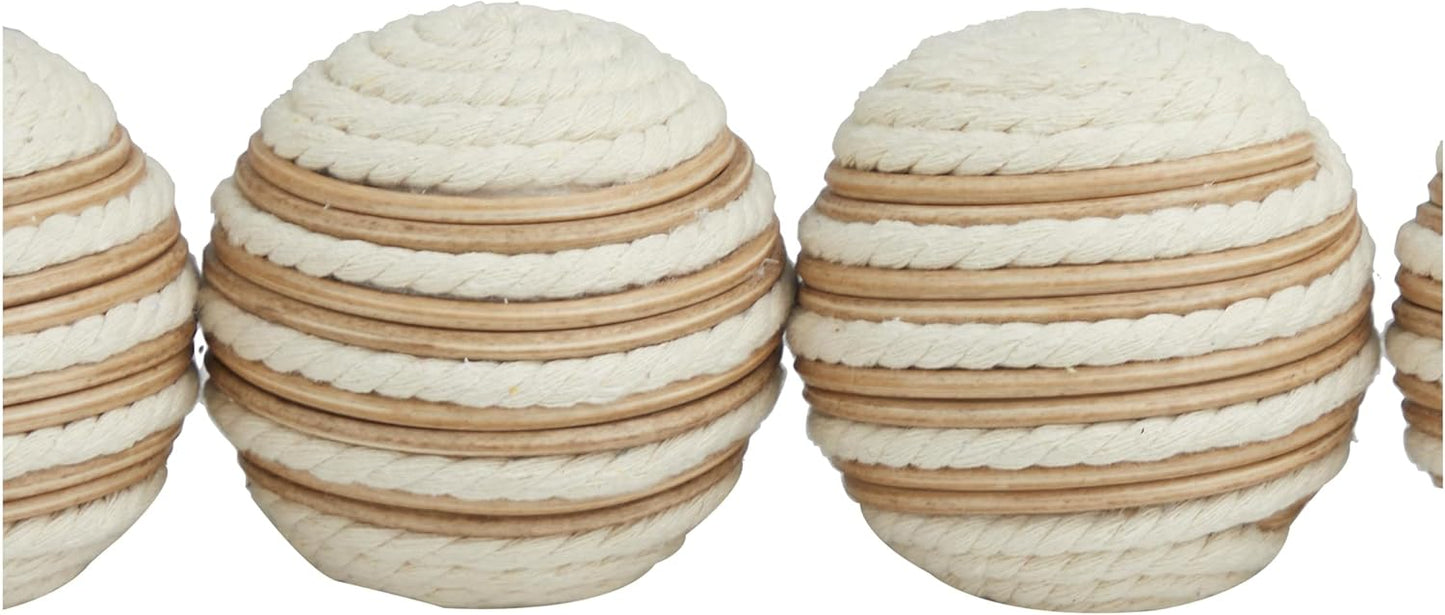 Deco 79 Jute Rope Handmade Decorative Ball Orbs & Vase Filler with Varying Designs, Set of 4 4"W, 4"H, Brown