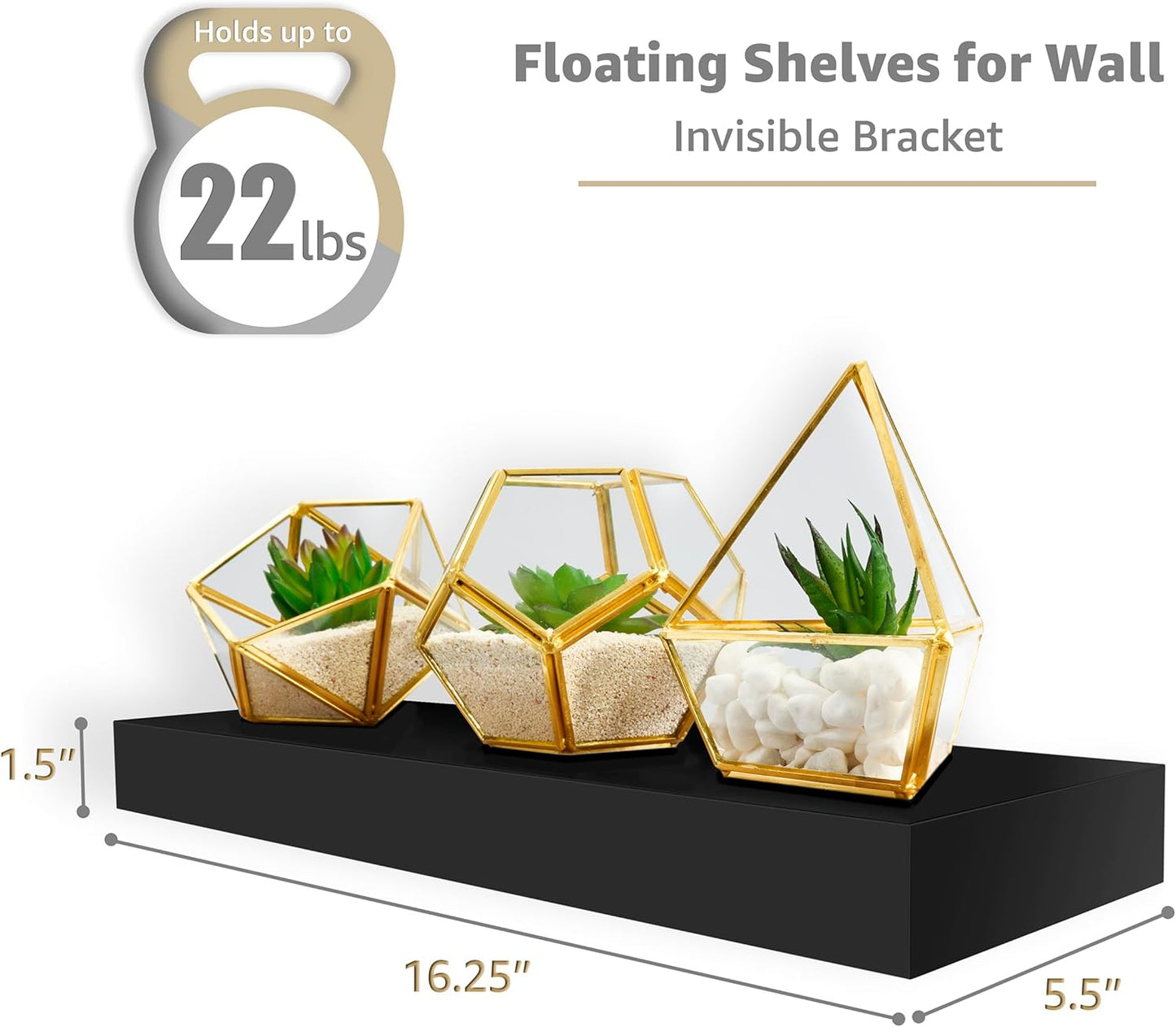 Sorbus Floating Shelves for Wall – 16 Inch Floating Shelf for Kitchen, Bedroom, Living Room, Bathroom, Home & Wall Decor - Mounted Bathroom Shelves with Invisible Brackets (Maple Wood, 2 Pack)
