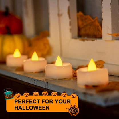 merrynights LED Candles, Tea Lights Candles Battery Operated Bulk, 50-Pack Long-Lasting 200 Hours Flameless Tealight Candles, Realistic Tea Lights for Christmas Halloween Wedding, 1.5'' D X 1.25'' H