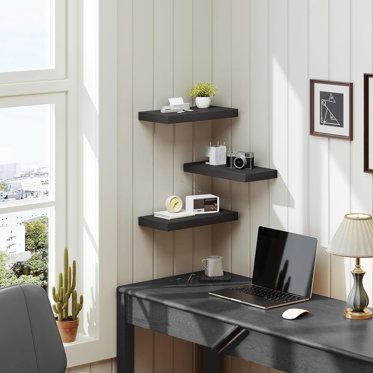RALGEND Floating Shelves for Wall, 1.5" Thick Wall Shelf Set of 3 with Invisible Brackets, L31.5 x W7.9 Hanging Shelves Farmhouse Home Decor for Bathroom, Living Room, Bedroom, Rustic Brown 8301BJP3BF