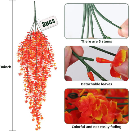 RECUTMS Artificial Hanging Plants Fake Hanging Plant Faux Eucalyptus Leaf Greenery Vine Outdoor UV Resistant Plastic Plants Home Garden Wedding Party Indoor Outdoor Decorations(White)