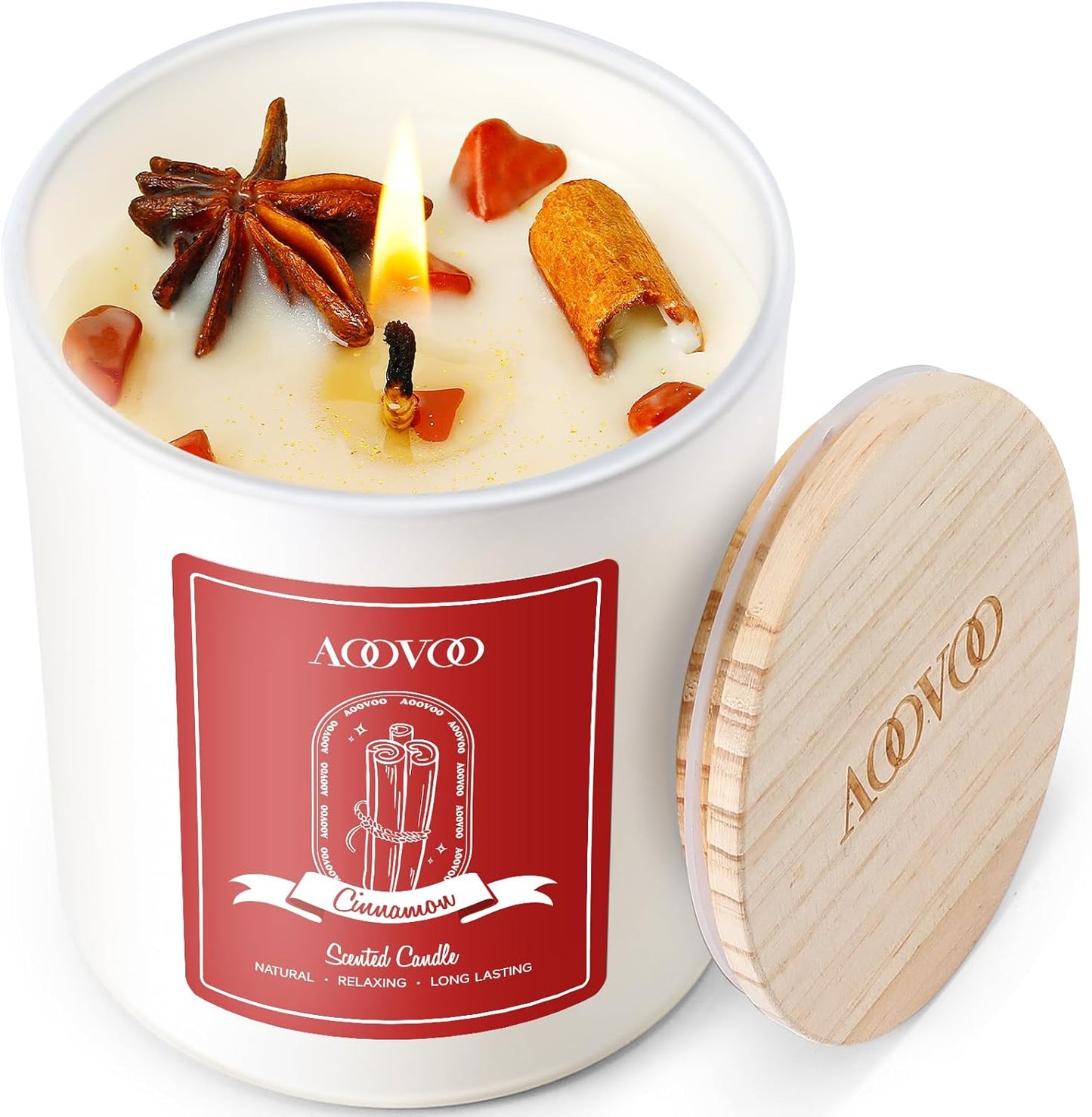 AOOVOO Lavender Scented Candles for Women - Aromatherapy Candle with Crystals Inside, 10oz Soy Candles for Home Scented, Birthday Gifts Mothers Day Candle for Women Mom