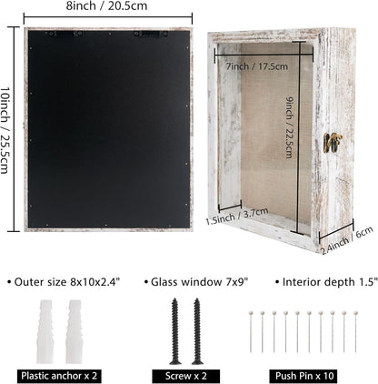 GraduatePro Shadow Box Frame 11x14 Display Case with Linen Back, Real Glass Window Door with Hinge, Picture Frame Wedding Bouquet Memorabilia Medals Photos Memory Box for Keepsakes, Carbonized Black