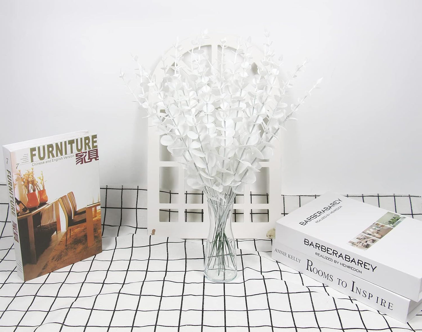 Tinsow 5 Pcs Real Touch Leaf Artificial Eucalyptus Stem Faux Eucalyptuses Wedding Bouquet Centerpiece Home Decor (Green)