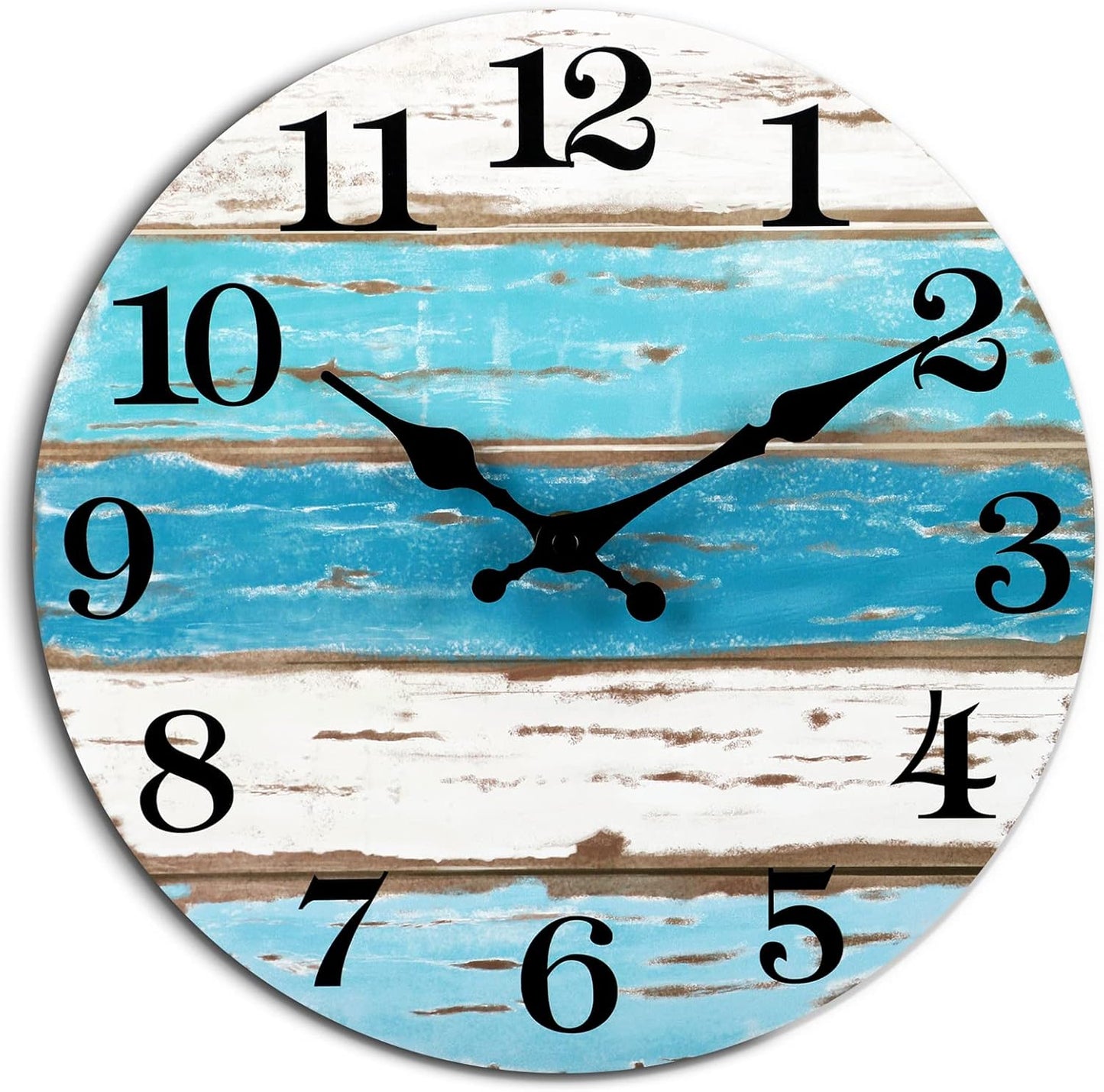 CHYLIN Wall Clock, Silent Non Ticking Battery Operated, Rustic Coastal Country Clock Decorative for Bathroom Kitchen Bedroom 8