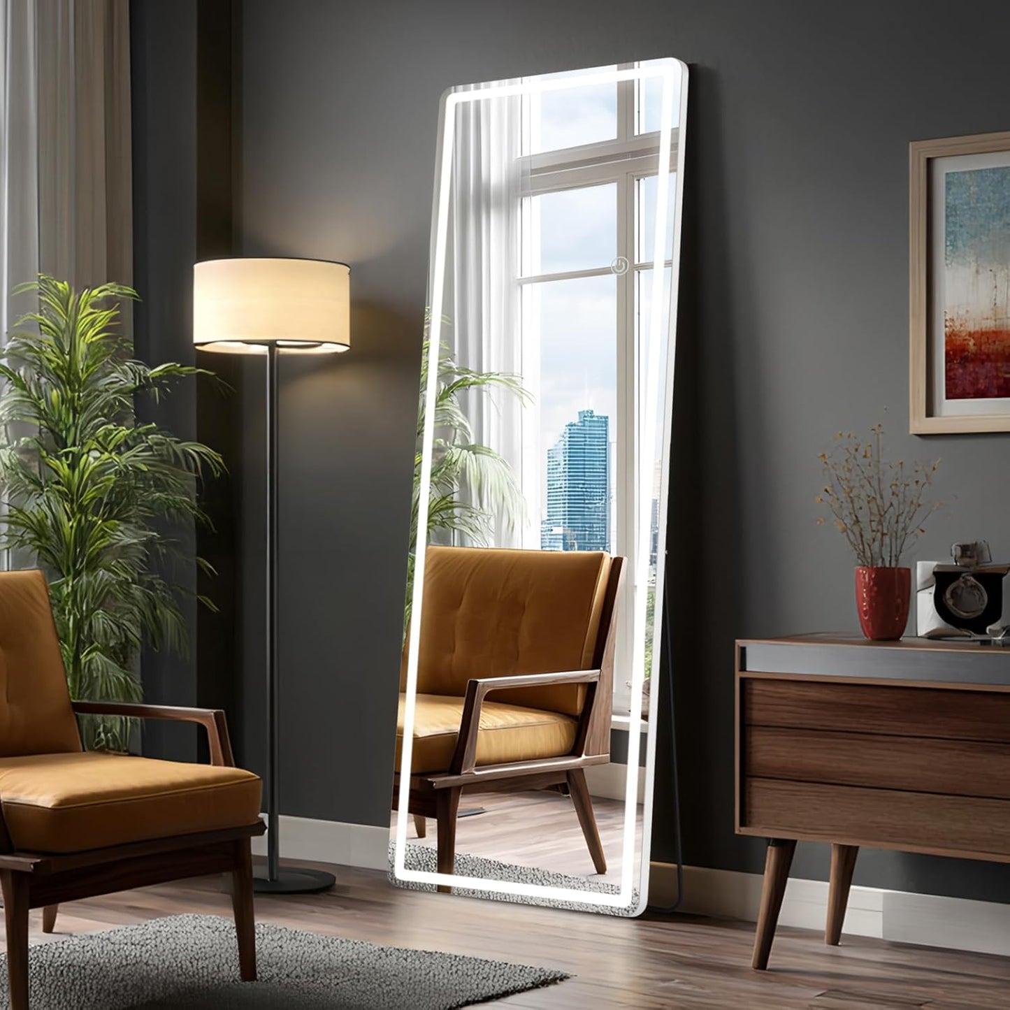 OLIXIS Black Arched Full Length Mirror 60"x16" for Bedroom, Full Body Mirror with Stand, Hanging or Leaning for Wall, Aluminum Alloy Thin Frame Floor Standing for Living Room