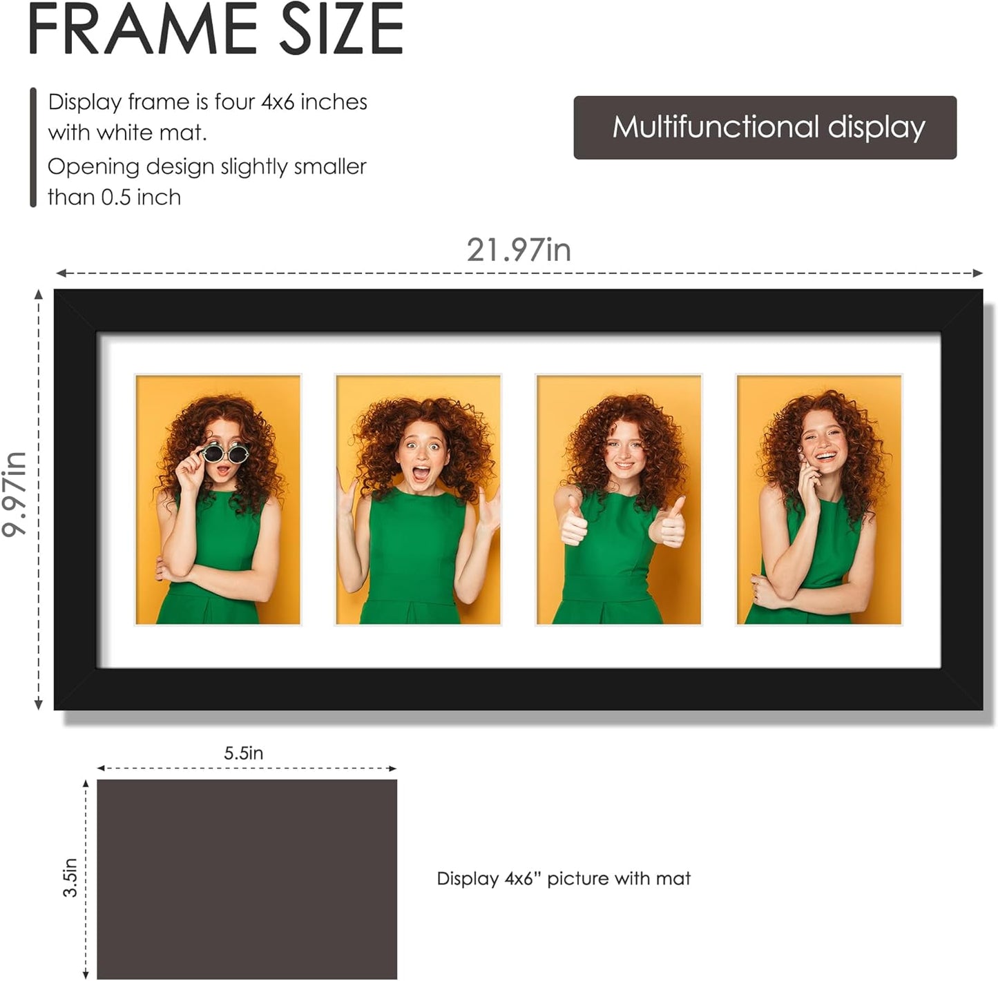 DUENPY 14x26 Collage Picture Frame 4x6 Collage Picture Frame Displays Twelve 4x6 inch Photos Available Horizontal Wall Mounting Display and Vertical Black - Colors A