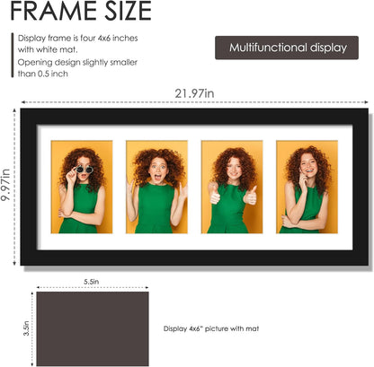 DUENPY 14x26 Collage Picture Frame 4x6 Collage Picture Frame Displays Twelve 4x6 inch Photos Available Horizontal Wall Mounting Display and Vertical Black - Colors A