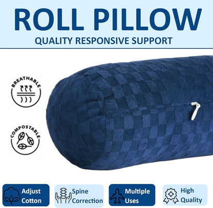 Health Cervical Neck Roll, Comfortable and Highly Resilient Bolster Pillows, Round Neck Pillows Support for Sleeping | Large Size Bolster Pillow for Bed, Legs, Back and Yoga (Grey)