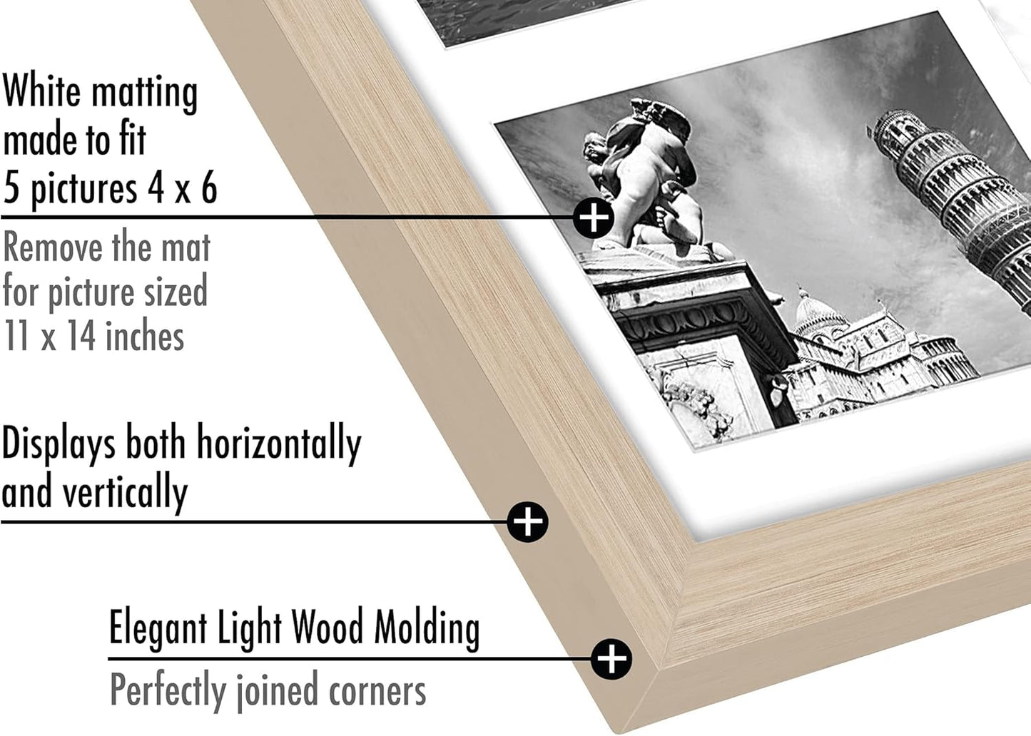 Americanflat 4x6 Collage Picture Frame with Shatter-Resistant Glass - Fits Five 4x6 Photos or Use as One 11x14 Picture Frame - Signature Collection - Collage Frames for Wall Display - Black