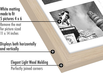 Americanflat 4x6 Collage Picture Frame with Shatter-Resistant Glass - Fits Five 4x6 Photos or Use as One 11x14 Picture Frame - Signature Collection - Collage Frames for Wall Display - Black