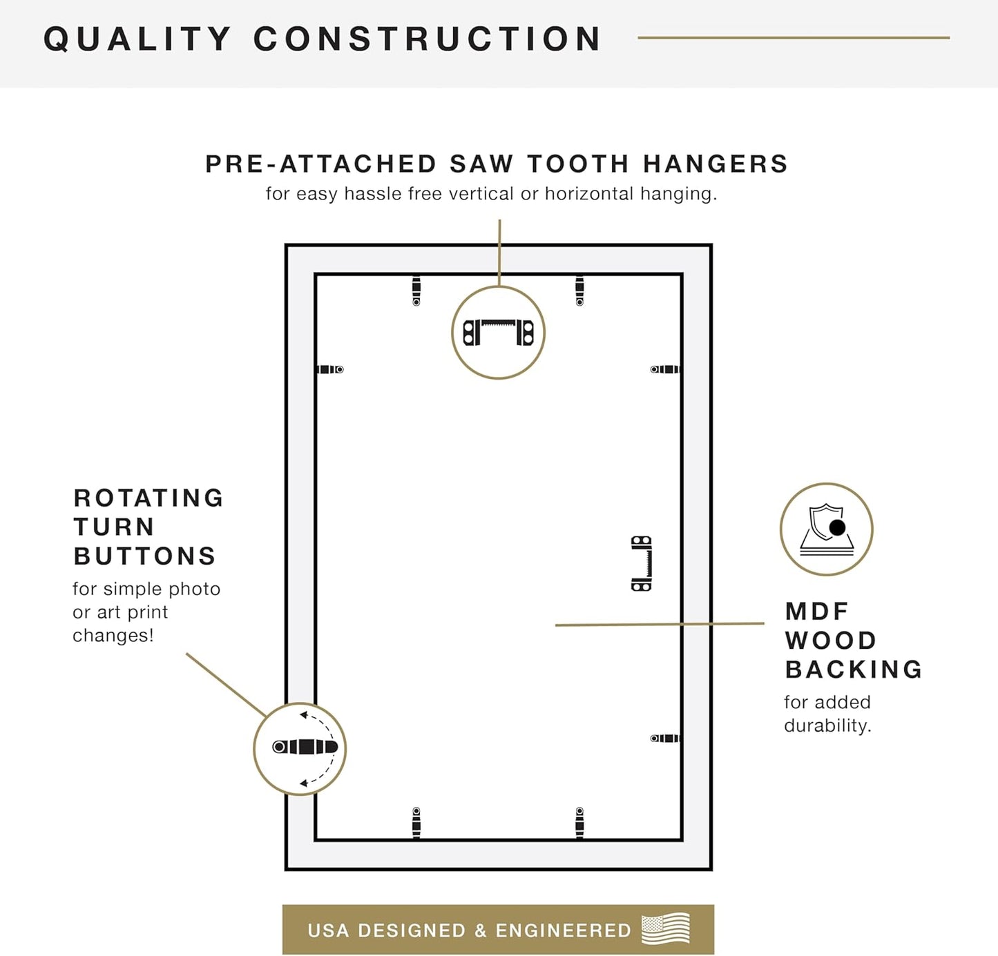 MCS Studio Gallery 16x24 Poster Frame Black Woodgrain Engineered Wood, Vertical & Horizontal Wall Hanging Large Picture Frame for Photos, Posters & Art Prints (1-Pack)