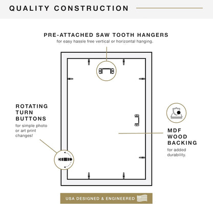 MCS Studio Gallery 16x24 Poster Frame Black Woodgrain Engineered Wood, Vertical & Horizontal Wall Hanging Large Picture Frame for Photos, Posters & Art Prints (1-Pack)