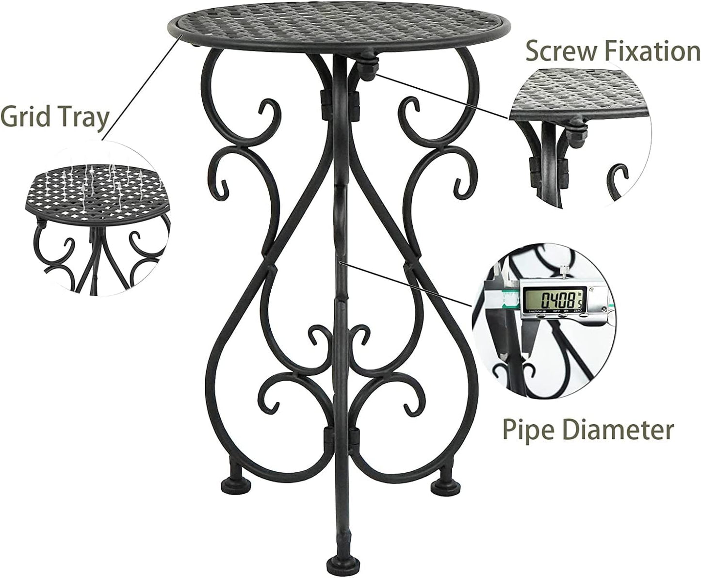NAKUPE Plant Stand Indoor & Outdoor Flower Pot Stand 17" Tall Metal Plant Table,Single Planter Holder for Patio, Porch, Corner, Garden Decor, Balcony, Black(1 Pack)