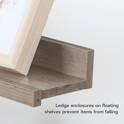 HOOBRO Floating Shelves, Wall Shelf Set of 3, 35.4 Inches Hanging Shelf with Raised Edge and Invisible Brackets, for Bathroom, Bedroom, Kitchen, Office, Living Room Decor, Rustic Brown BF90BJ01