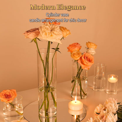 TBWIND 12pcs Glass Cylinder Vases for Centerpieces, 6 Inch Clear Flower Vases for Wedding Decorations and Indoor Home Decor, Hurricane Candle Holder for Table Shelf, Party