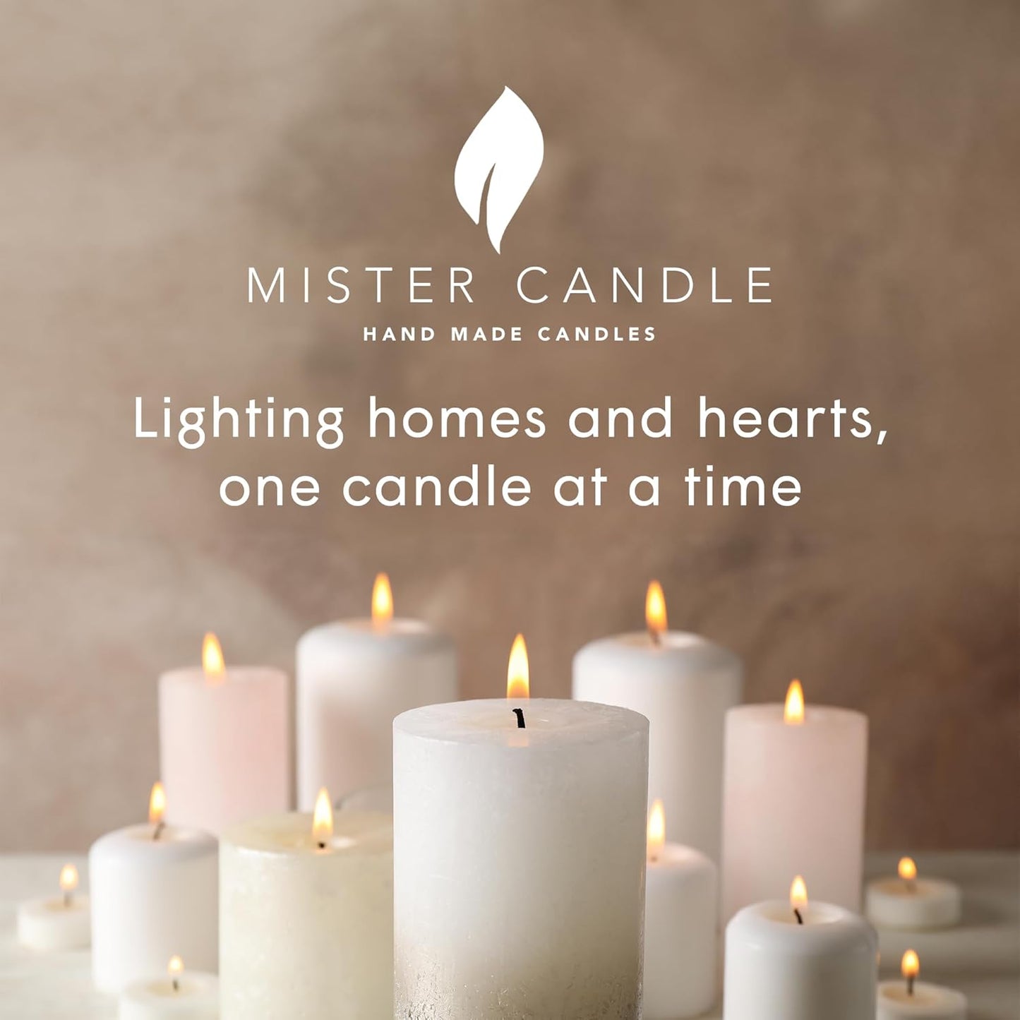 Mister Candle Dripless Vanilla Scented Ivory Pillar Candle, Hand Made Vanilla Pillar Candles with Essential Oils for Home Decor, Premium Wax, 100 Hr Burn Time