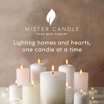 Mister Candle Dripless Vanilla Scented Ivory Pillar Candle, Hand Made Vanilla Pillar Candles with Essential Oils for Home Decor, Premium Wax, 100 Hr Burn Time