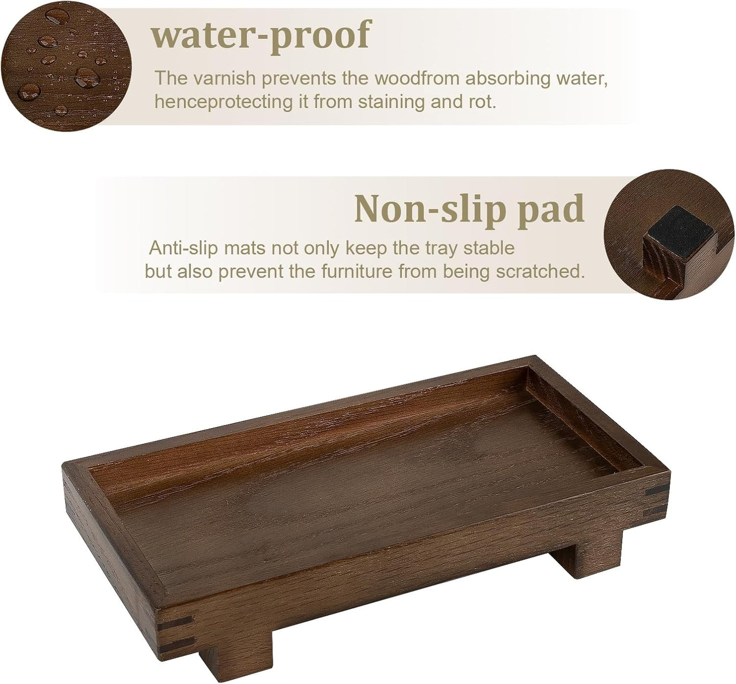 Decorative Tray Small Pedestal Stand Farmhouse Bathroom Decor Wooden Riser Display Stand for Vanity, Kitchen Countertop, Sink, 9.4 * 4.7 White