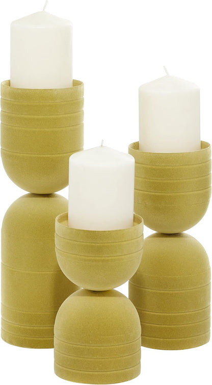 Deco 79 Metal Abstract Decorative Candle Holder Mushroom Inspired Candle Stand, Set of 2 Candlestick Holder 11", 14"H, Gold