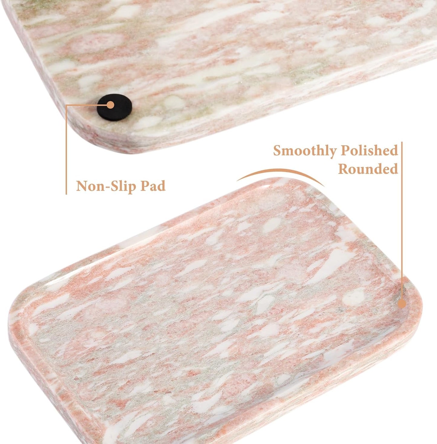 Marble Vanity Tray for Dresser Organizer, Travertine Bathroom Tray Countertop, Beige Decorative Serving Trays, Kitchen Sink Storage, Jewelry & Perfume Holder(Travertino Romano)