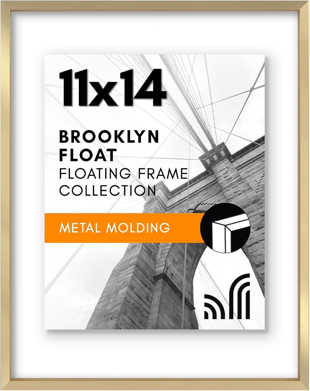 Americanflat Aluminum 11x14 Floating Picture Frame with Shatter-Resistant Glass - Use as 8x10 Picture Frame or Display 11x14 Photo - Signature Float Collection - Photo Frames for Wall Display - Black