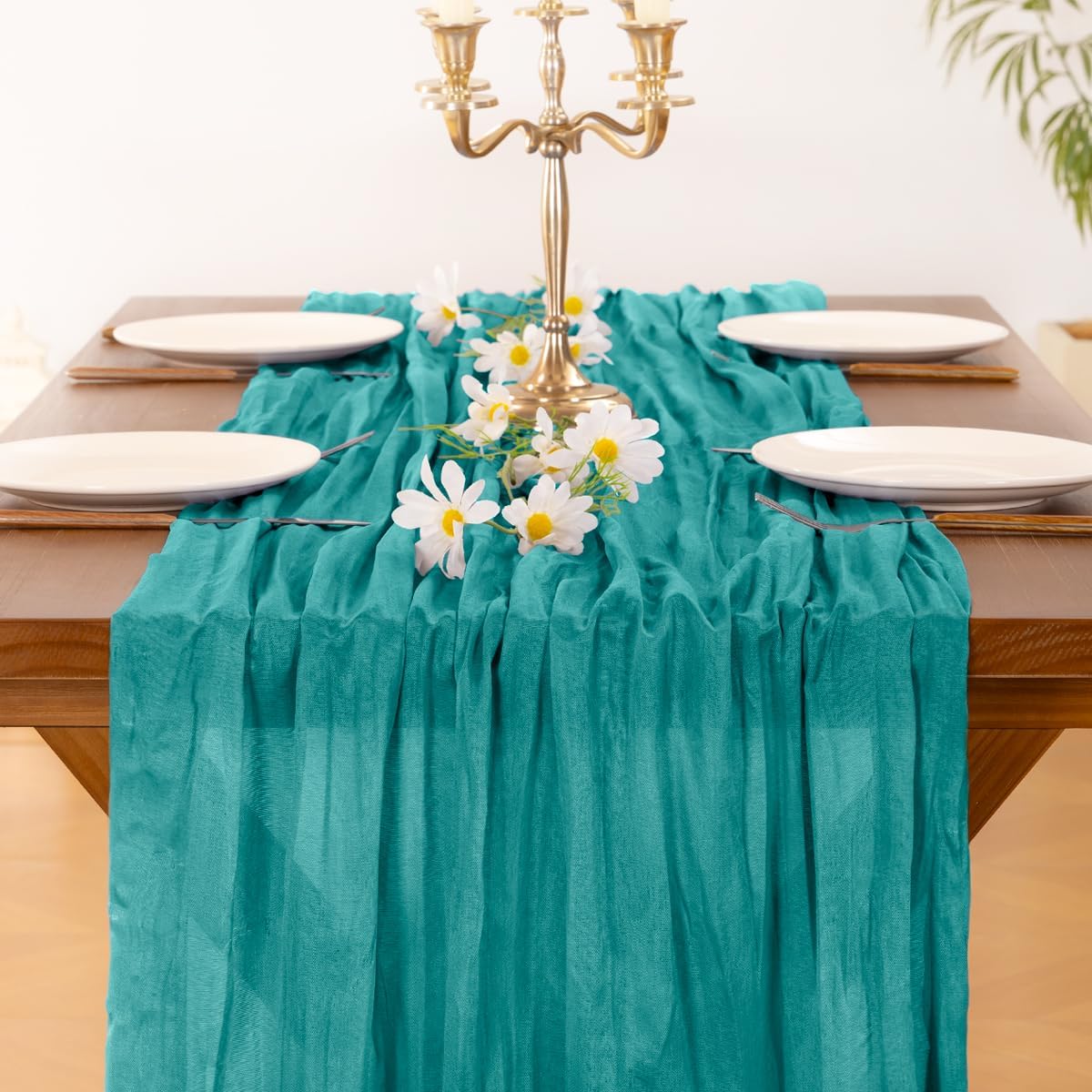 Socomi 3pcs Sage Green Cheesecloth Table Runner Summer Boho Rustic Gauze 120 inch 10FT Cheese Cloth Sheer Runner for Wedding Party Baby Shower Home Decor Holiday Decorations