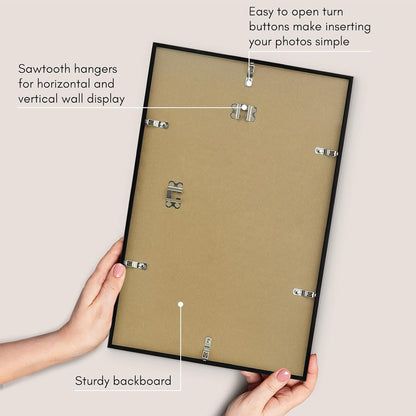 Americanflat 24x36 Poster Frame with Polished Plexiglass - Streamline Collection - Thin Border Picture Frame for Wall Display - Hanging Hardware Included - Black - Colors B