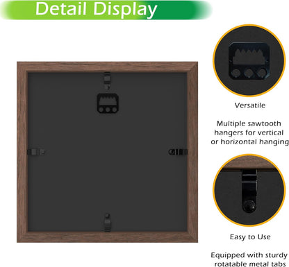 FrameWorks 11” x 14” Dark Oak Wooden Shadow Box Frame – Display Case with Soft Felt Back, Memory Box with Tempered Glass, Display Box with Elegant White Ball Push Pins, Wooden Flower Box