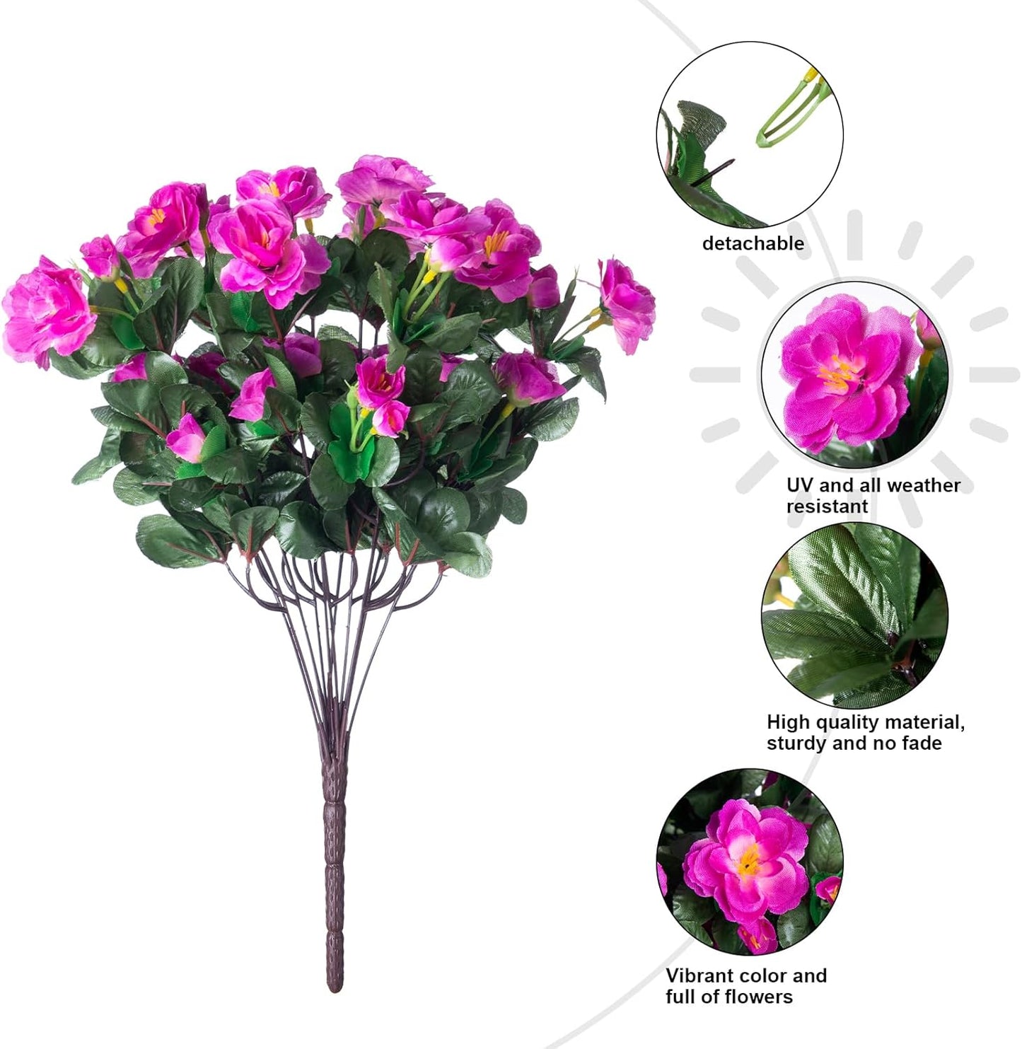 Ivydale Artificial Fake Flowers Plants for Outdoor Outside Spring Decor, Faux Silk Yellow Camellia UV Resistant Look Real for Planter Pot Porch Patio Balcony Garden Yard, 3 Large Bundles