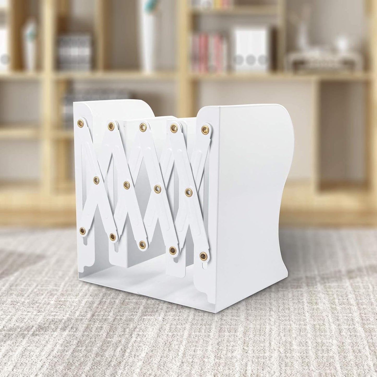 Aobopar Adjustable Book Ends, Metal Bookends for Heavy Books, Desk Book Holder for Shelves, Book Organizer for Desk, Suitable for Office, Home and School Use (Black)
