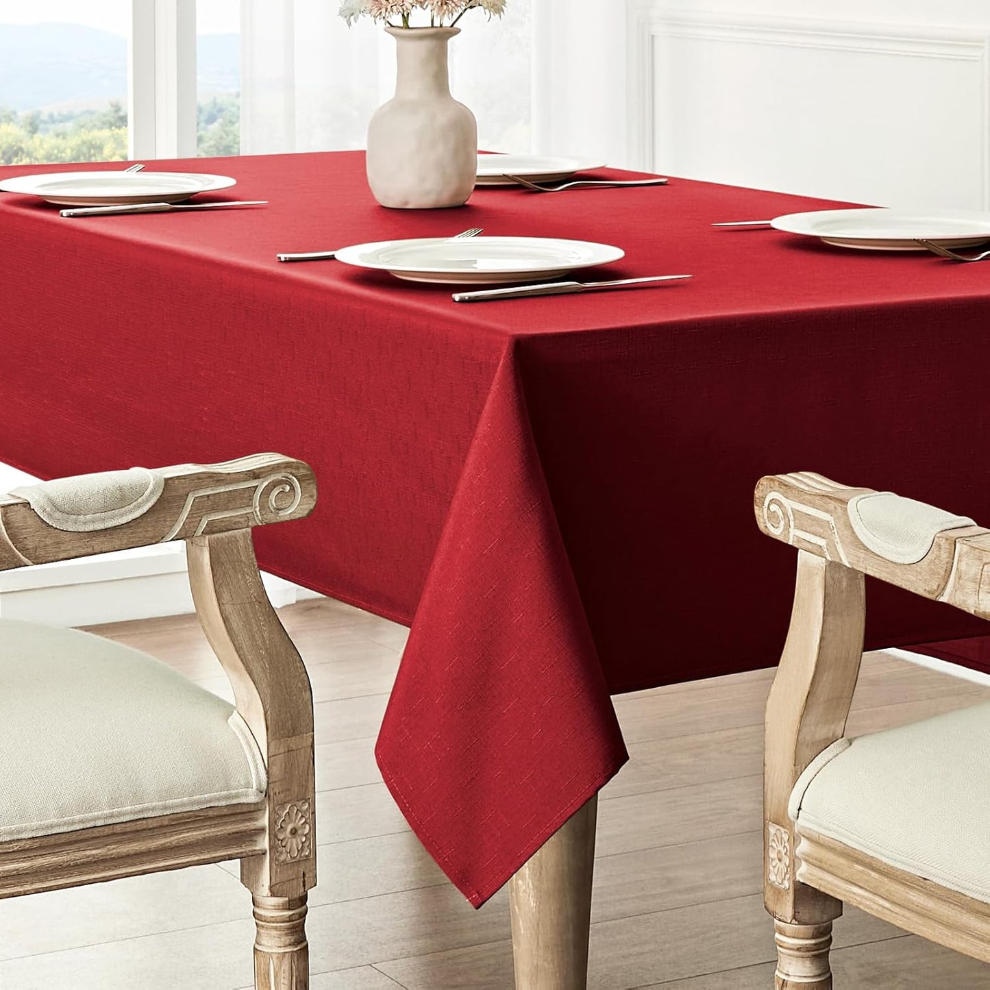 Veblandy Rectangle Tablecloth Waterproof Linen Textured Table Cloth Stain and Wrinkle Resistant Washable, Decorative Fabric Table Cover for Dining, Party and Camping (Sage Green, 52 * 70)
