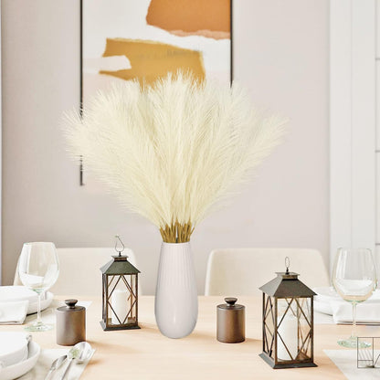 obbsie 50pcs Pink Faux Pampas Grass Decor, 21.6" Short Artificial Floral Branches Vase Filler Flower Arrangement for Home Wedding Boho Outdoor Decor