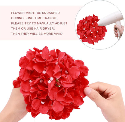 Auihiay 64 PCS Artificial Hydrangea Flowers, Silk Hydrangea Full Flowers Heads with Stems for Wedding Centerpieces, Home, Garden, Baby Shower, Party Decoration (Ivory)