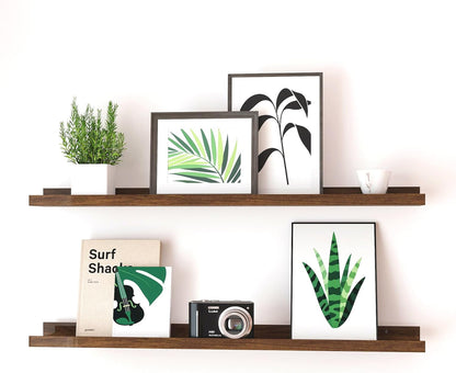 White Floating Shelves for Wall Decor, Wall Mounted Wood Storage Shelf for Bedroom, Living Room, Bathroom, Kitchen, Nursery, Display Picture Ledge Shelf with Lip Set of 2-14 Inches, White