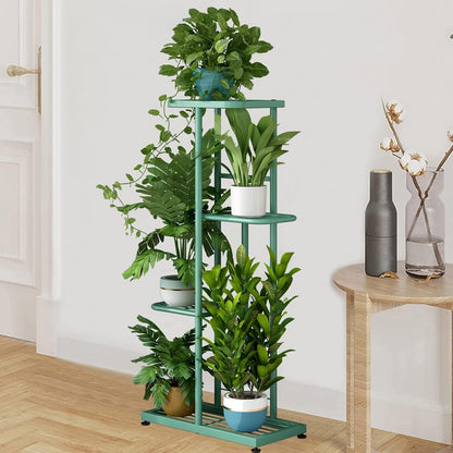 LINZINAR Plant Stand Indoor Outdoor Corner 4 Tier Metal Plant Shelf Patio Plant Rack for Garden Corner Balcony Living Room