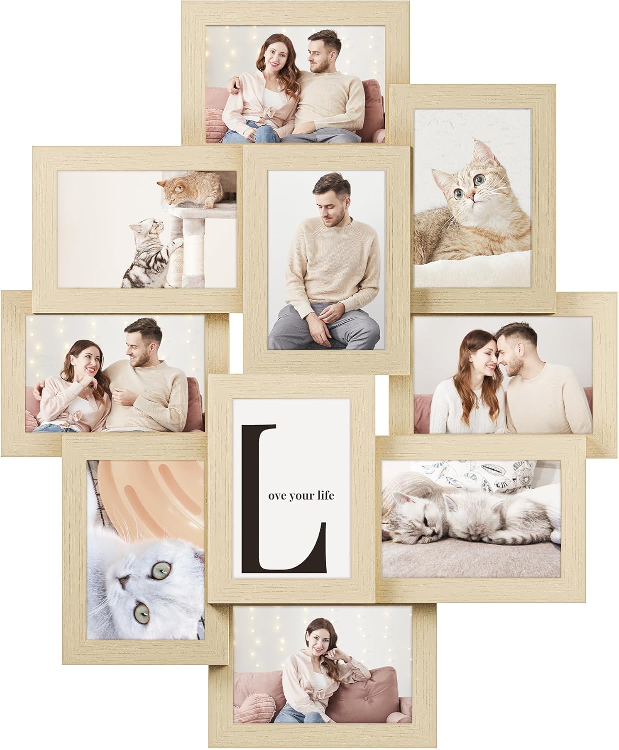 SONGMICS 4x6 Collage Picture Frames, 10-Pack Photo Collage Frame for Wall Decor, Glass Front, Assembly Required, Ink Black URPF20BK